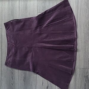 Plum Corduroy Pleated Skirt